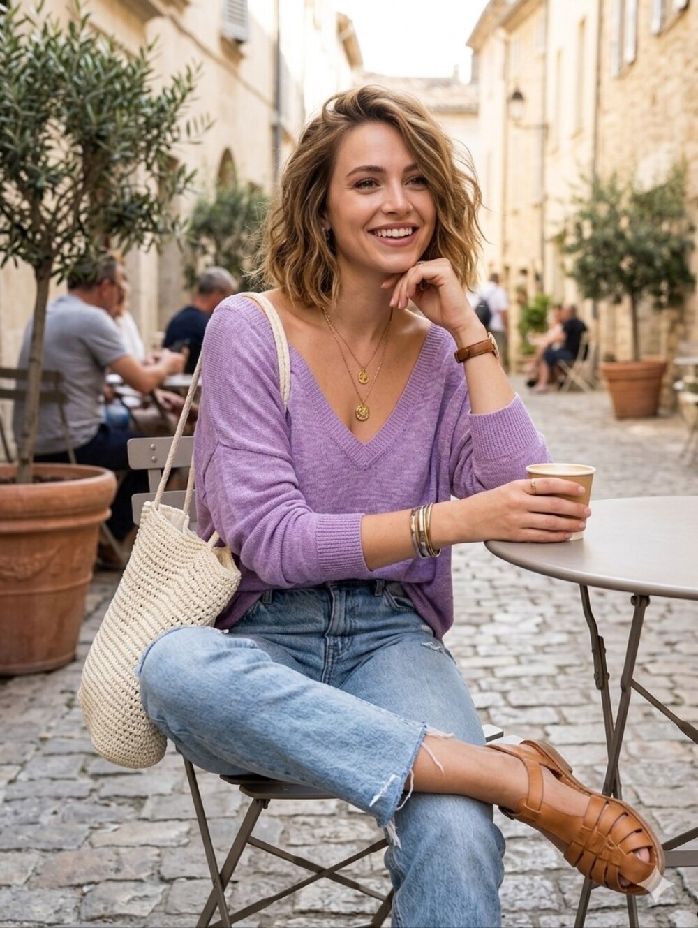 Free People Free-est Light Purple V-Neck Women's Oversized Sweater Size Small